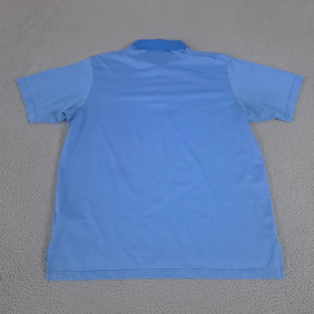 Adidas Polo Shirt Mens XL Blue Climalite Striped Short Sleeve Moisture Wicking